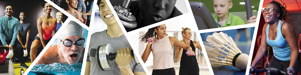 Header with various different gym activities on