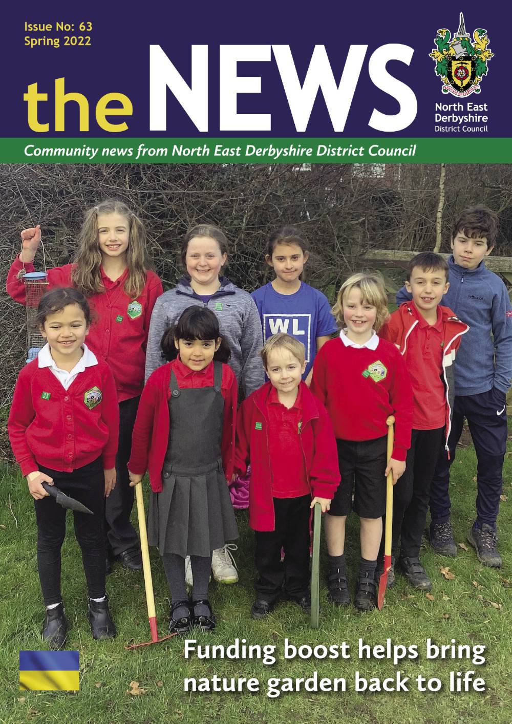 the NEWs front cover featuring image of children holding gardening equipment