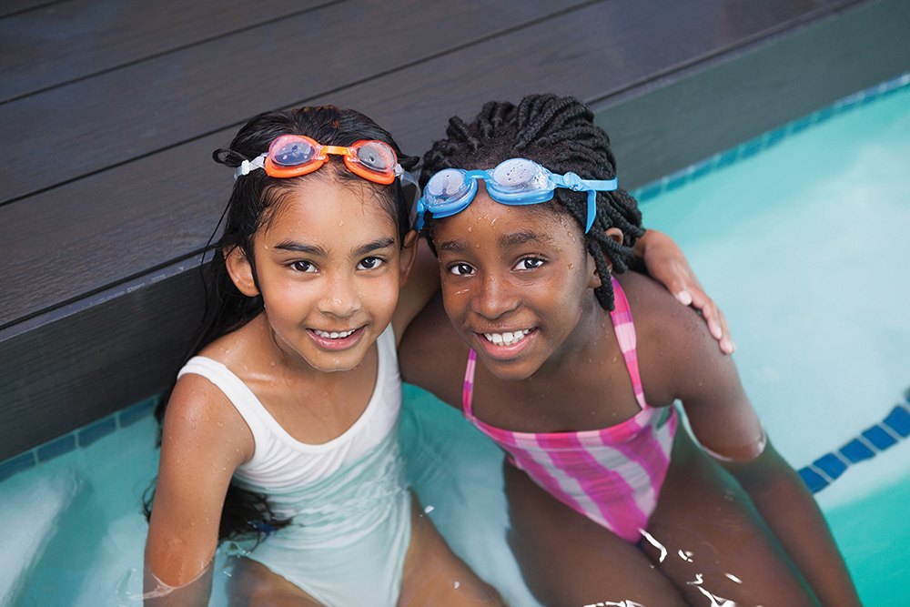 Photo of two girls in a swimming pool